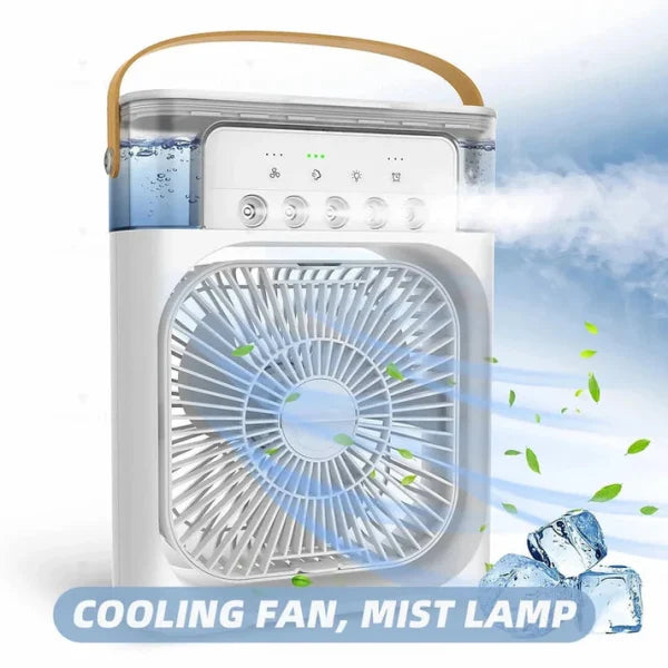 10 Inche Portable Air Conditioner Fan: Usb Electric Fan With Led Night Light, Fine Mist Water, And Humidifier Function | Led Night Light Water Mist