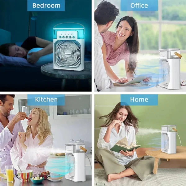 10 Inche Portable Air Conditioner Fan: Usb Electric Fan With Led Night Light, Fine Mist Water, And Humidifier Function | Led Night Light Water Mist