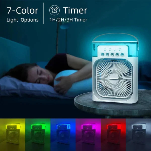 10 Inche Portable Air Conditioner Fan: Usb Electric Fan With Led Night Light, Fine Mist Water, And Humidifier Function | Led Night Light Water Mist